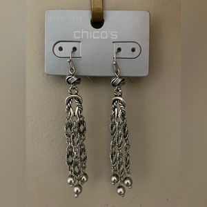 Chico’s Silver Chain Center Stage Earrings NWT